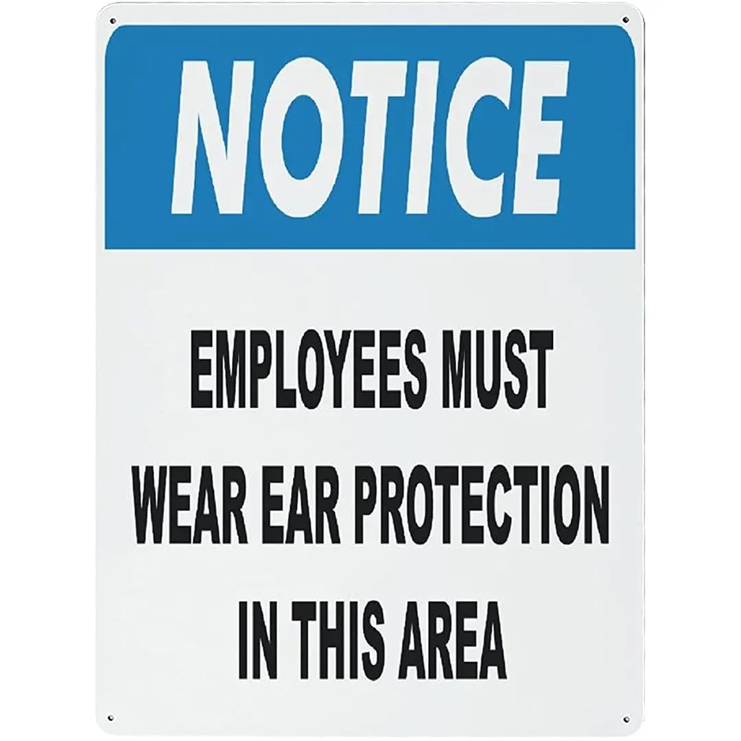 

Aluminum Metal Sign Notice Employees Must Wear Ear Protection in This Area Aluminum Signs for Indoor Outdoor and Road Wall