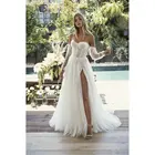 Свадебное платье с высоким разрезом, плиссированное, в стиле бохо, на заказ, 2021