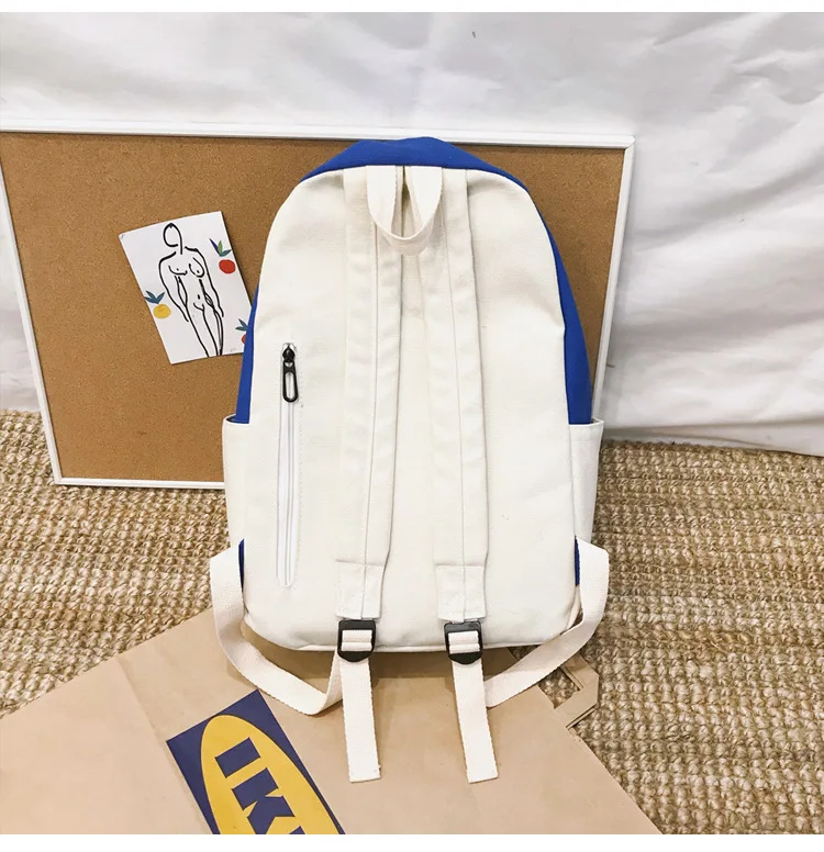 Однотонный холщовый рюкзак для женщин сумка на плечо в японском стиле школьный