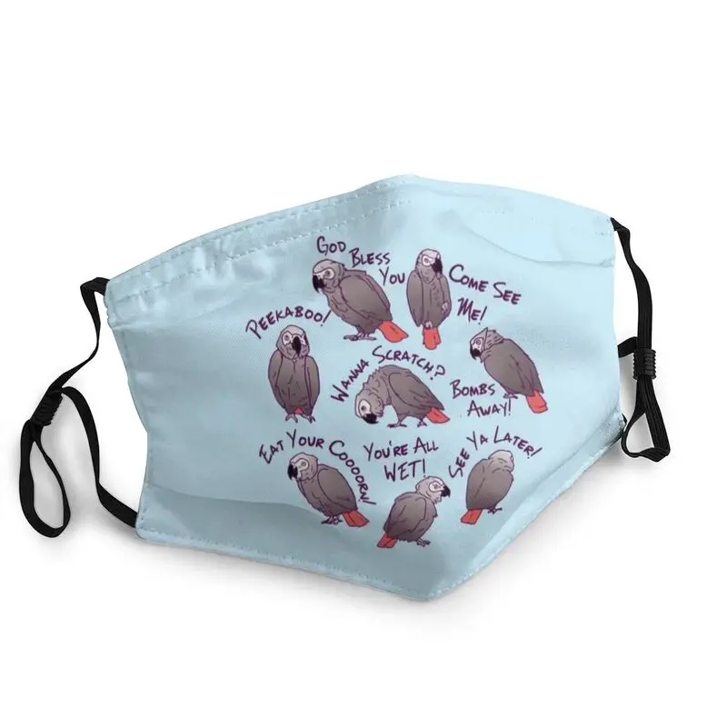 

Funny African Grey Parrot Mask Anti Haze Dustproof Reusable Talking Bird Face Mask Protection Cover Men Respirator Mouth-Muffle