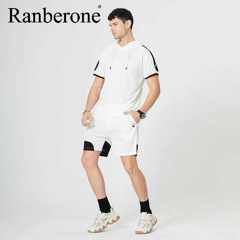 Спортивный костюм мужской из 2 предметов с капюшоном и штанами в стиле пэчворк |