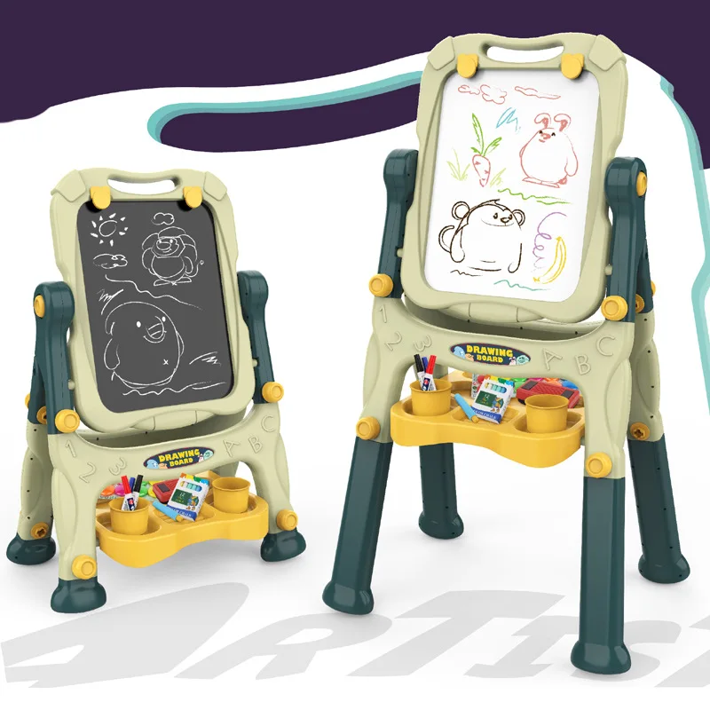 

Children's drawing board magnetic drawing board writing board bracket board height conversion two in one graffiti board toy