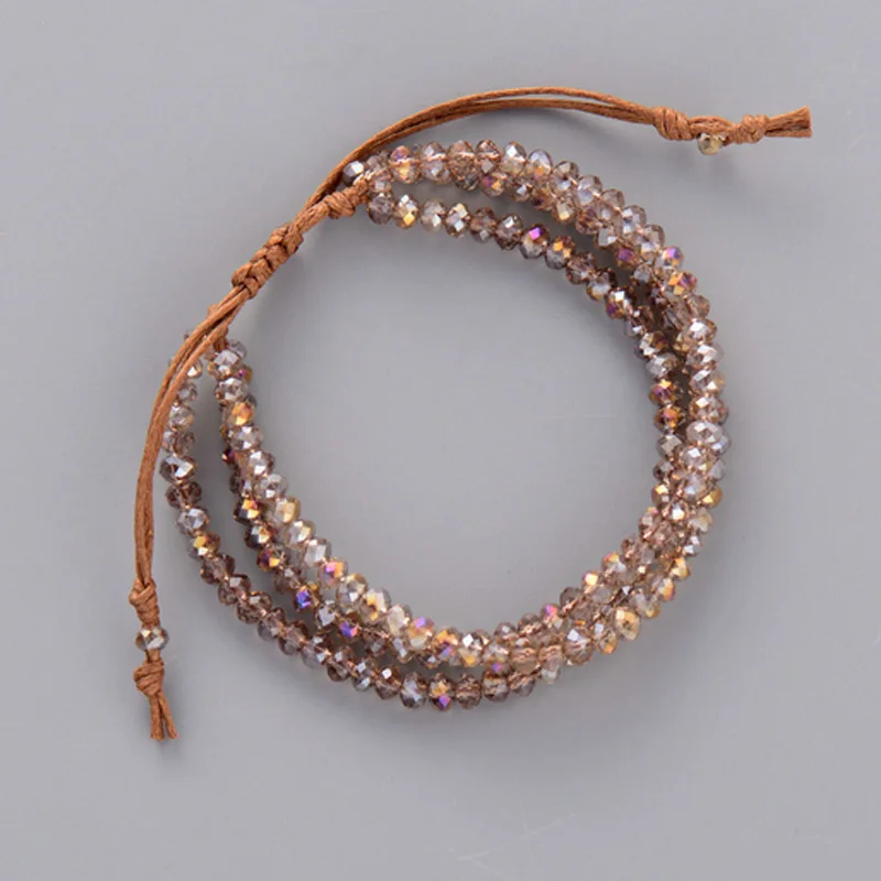 

Женский многослойный Плетеный браслет с кристаллами и бусинами