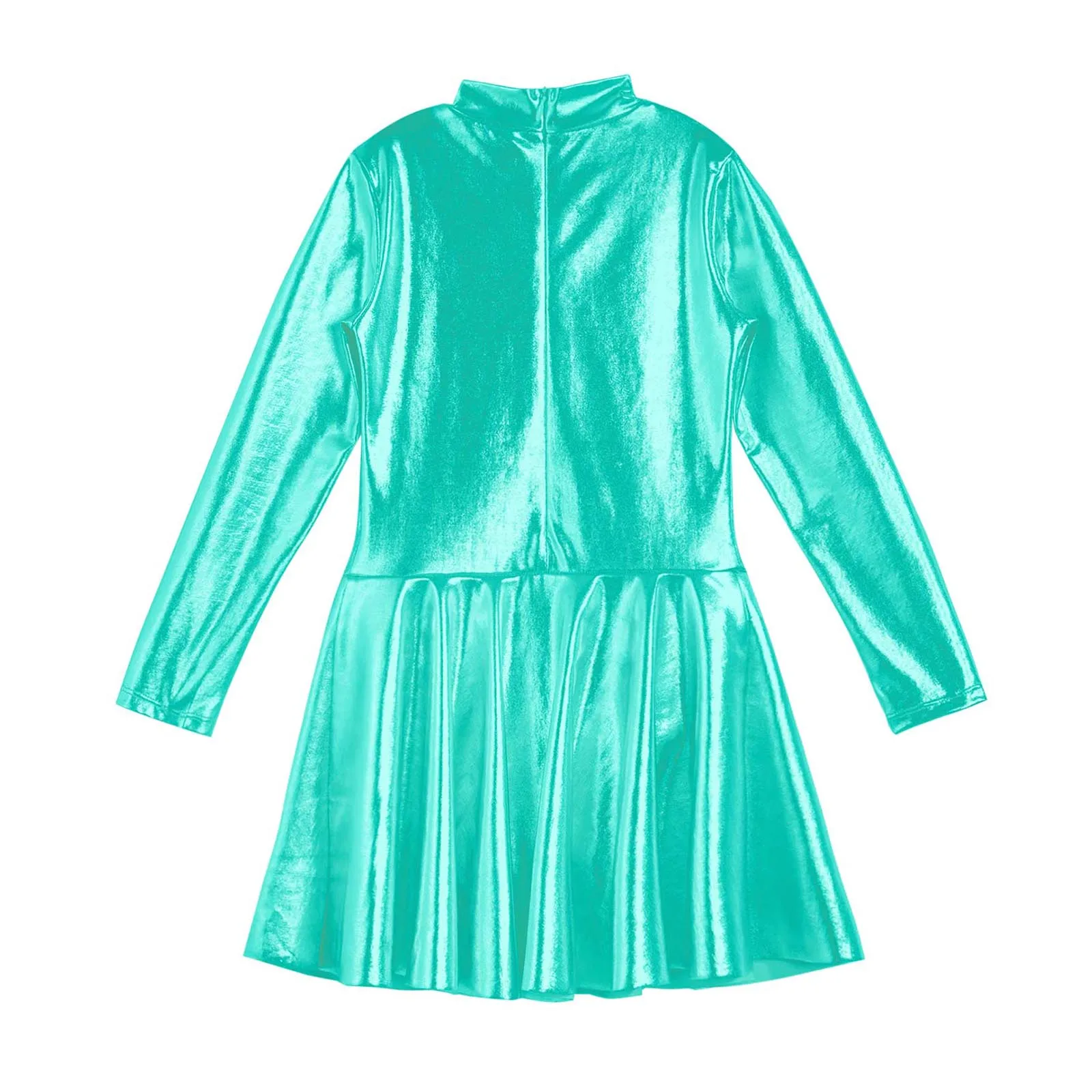 Детское платье на молнии для девочек с длинным рукавом и круглым вырезом |