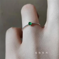 exquisite small and simple s925 sterling silver high bingyang green chalcedony egg noodles all match ring