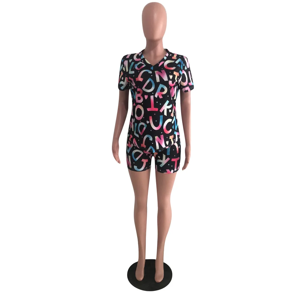 Женский повседневный комплект с буквенным соединением v образным вырезом