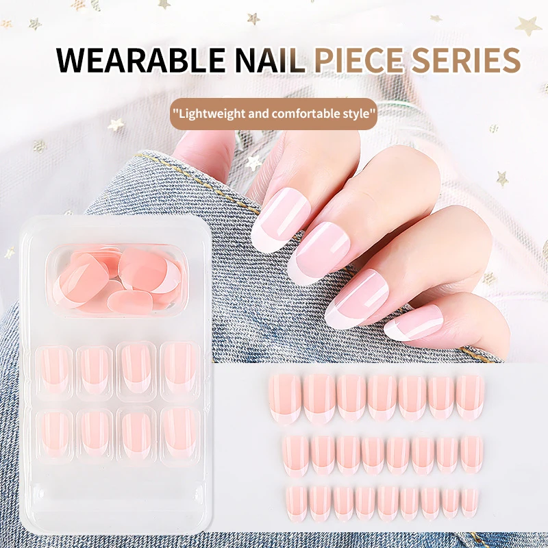 

24Pcs/Box Wearable Nail Patch DIY Manicure Nail Art Tools Charming Short Ballet Wearable Fake Nails Gradient Stroke Save Time