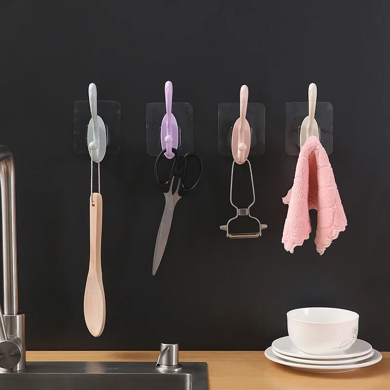 

Ten-Strong Adhesive Door Hanging Hole Punched Adhesive Hook Wall Hanging Seemless Load-Bearing Sucker Kitchen Hanging Hook Coat
