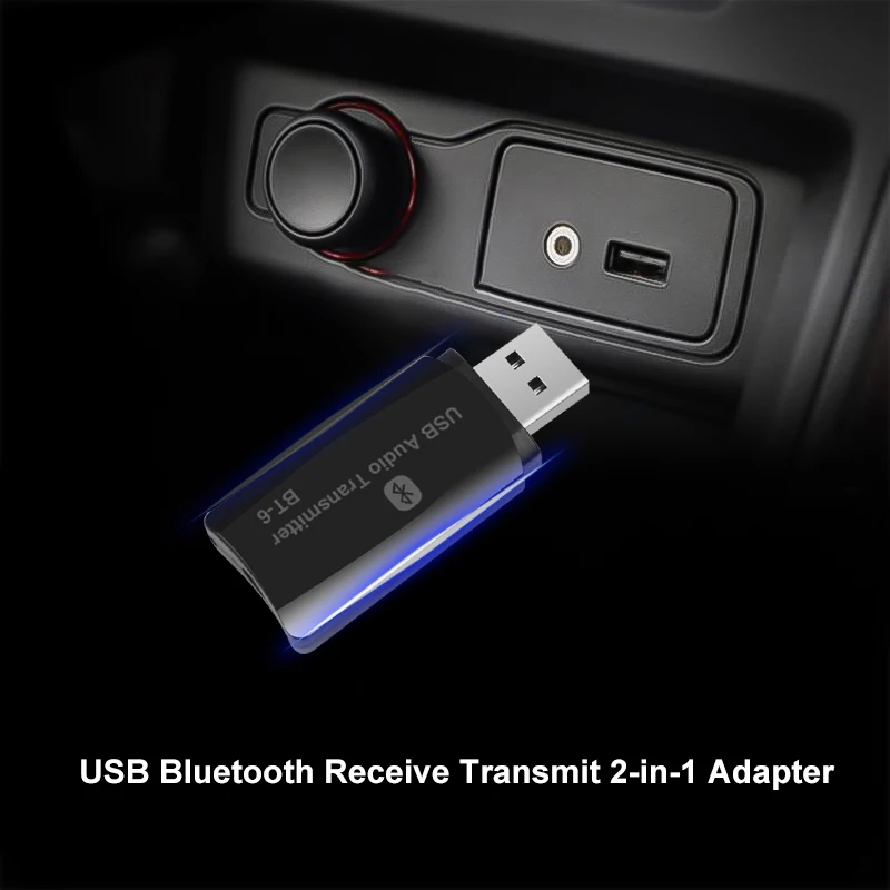 

USB Wireless Audio Adapter 5.0 Bluetooth Transmitter Receiver 3.5mm AUX Dongle for Car TV PC Speaker MP3