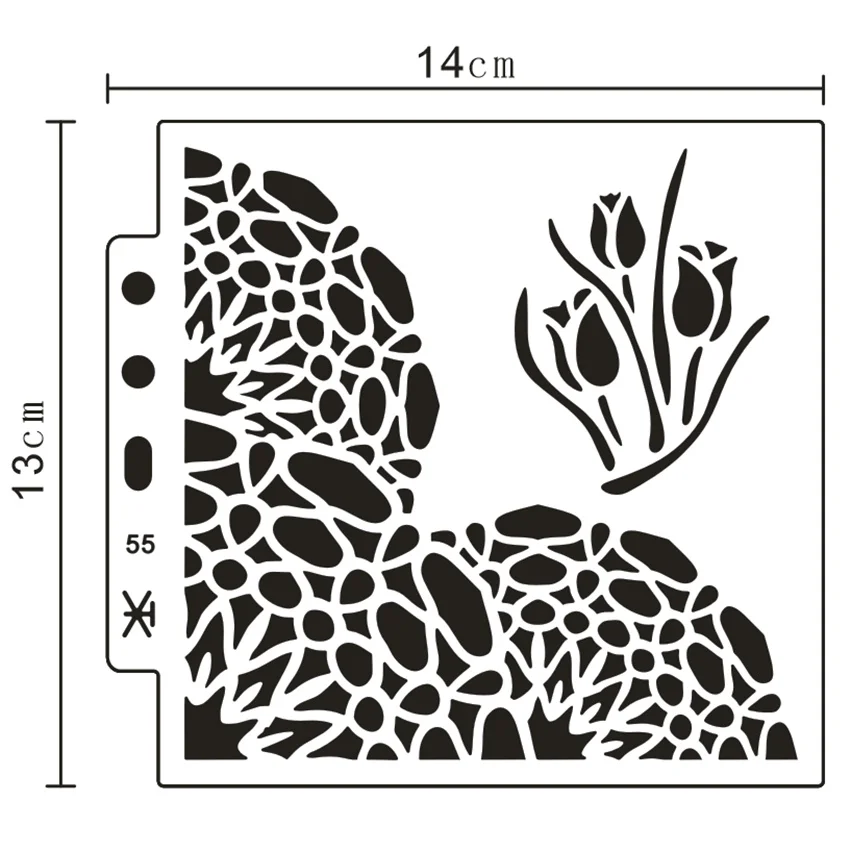13x14cm Flowerbeds Scrapbook Stencils Spray Plastic Mold Shield DIY Cake Hollow Embellishment Printing Lace Ruler Valentine | Дом и сад
