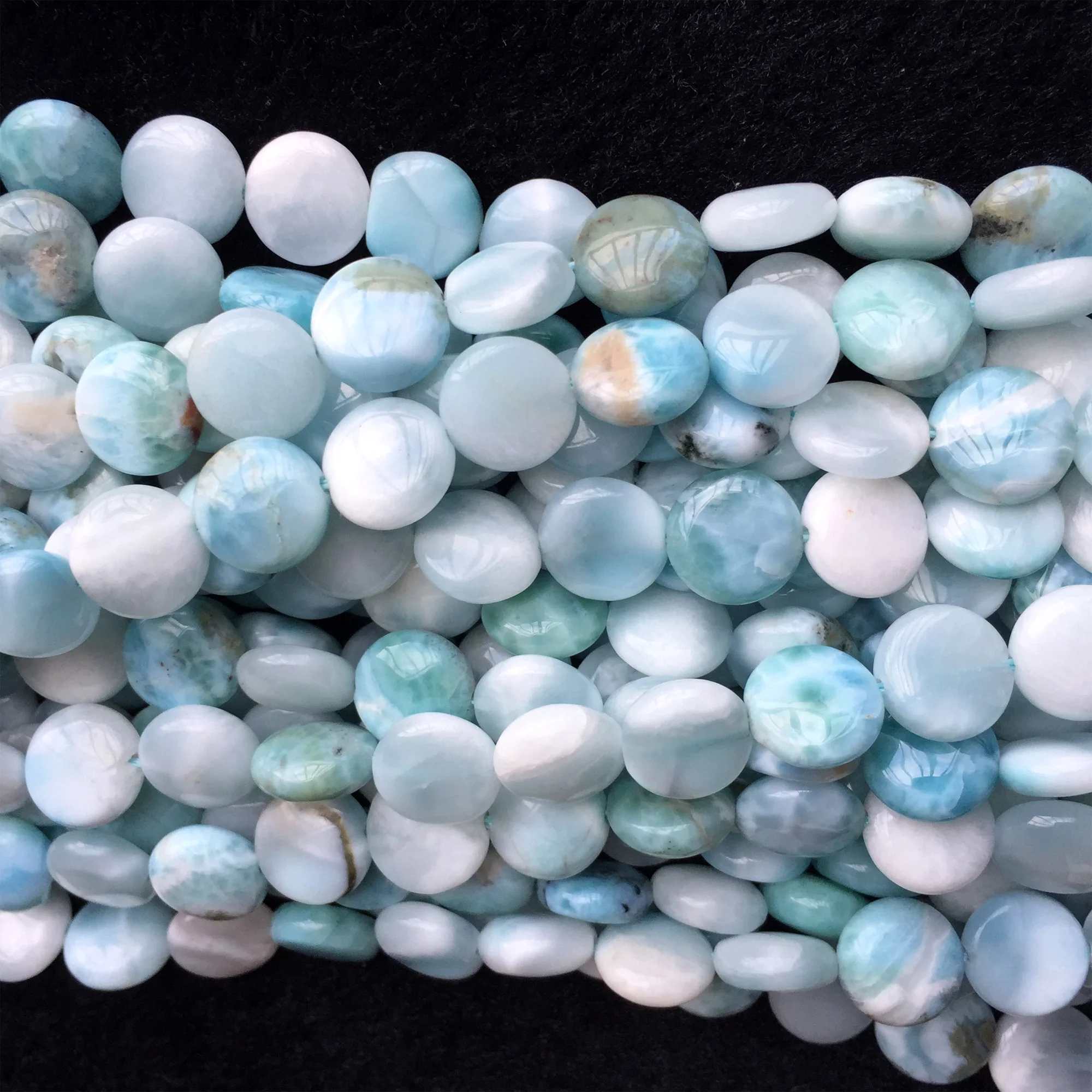 Высокое качество натуральный Синий Ларимар плоский диск монета ожерелье или