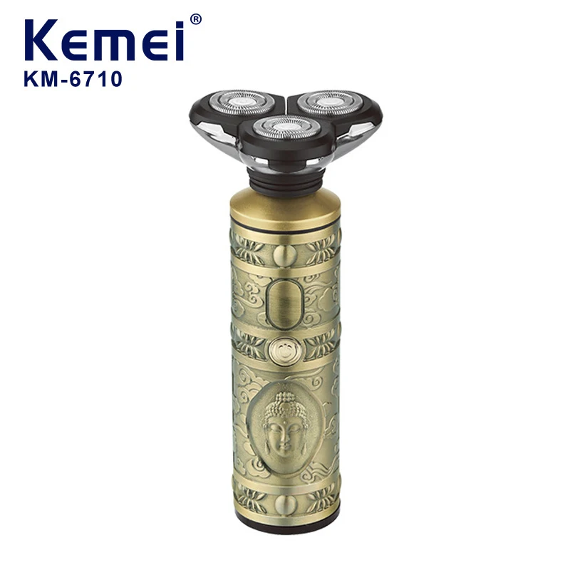 

Kemei KM-6710 3D плавающие электрические бритвы для мужчин, 3-головочный моющийся триммер для волос в бороде, USB перезаряжаемая машинка для бритья в...