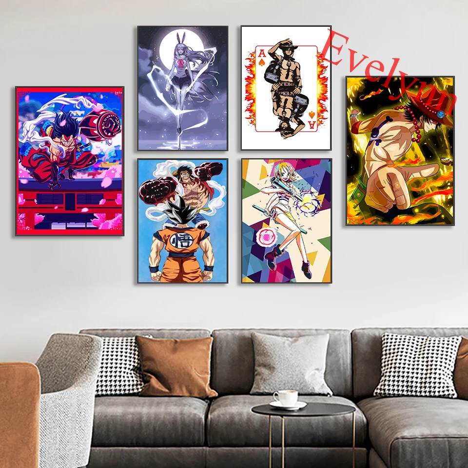 

Japanese Anime One Piece Poster And Print Cartoon Luffy Painting Modern Home Decor Wall Art Pictures Children Room Decor Canvas
