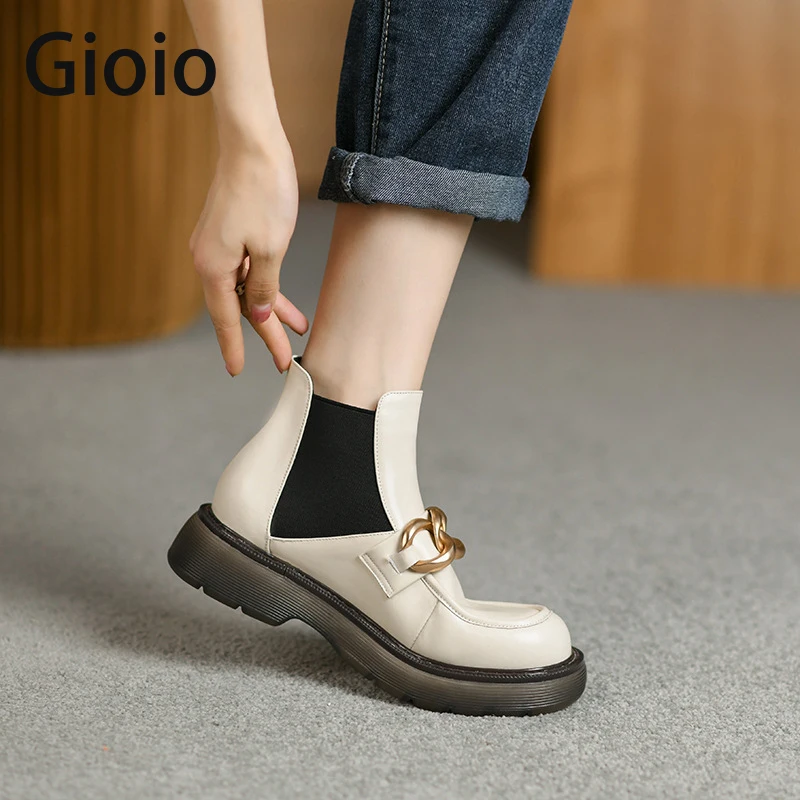 Женские ботинки челси женские из натуральной кожи с металлической цепочкой и