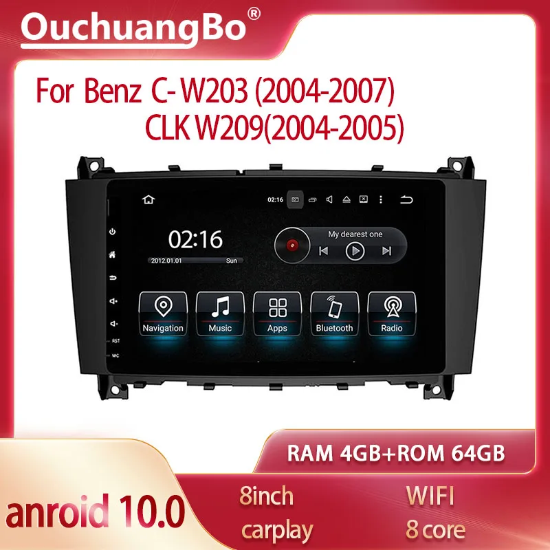 Ouchuangbo автомобильный мультимедийный плеер с радио и GPS для Benz C W203 2004 2007 CLK 2005