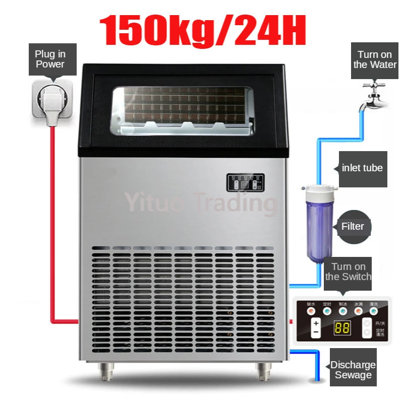 Коммерческая интегрированная льдогенератор с воздушным охлаждением 150 кг