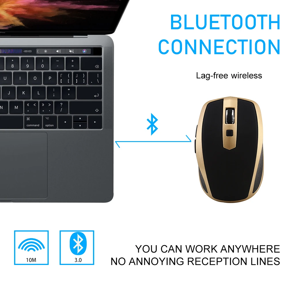 Беспроводная оптическая игровая Bluetooth мышь 1600 DPI|Мыши| |