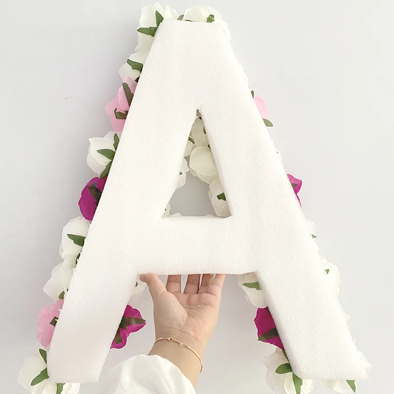 

DIY Artificial Rose Letter Flowers for Baby Shower Birthday Gift Party Wedding Background Decoration Creative Event Decor