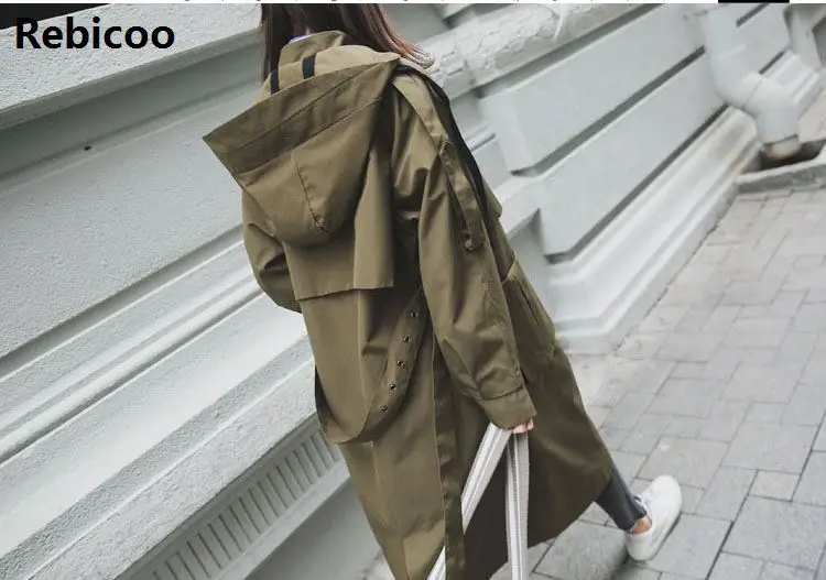 Женский свободный тренчкот с большими карманами Повседневная ветровка большого