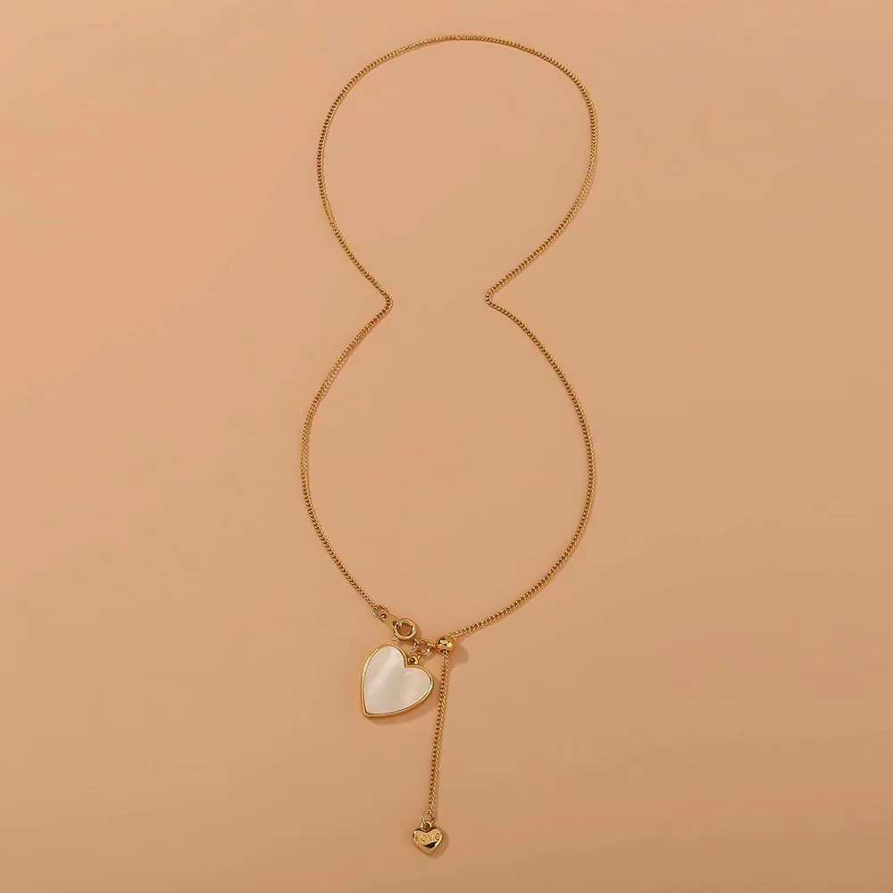 

2021 Creative style light luxury INS metal heart adjustable necklace