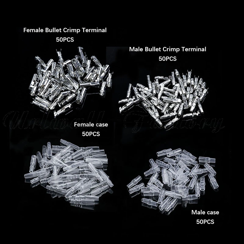 50Sets 4.0mm 200PCS 80/50 комплектов, пулевые клеммы для автомобиля, мотоцикла, 4 мм, мужской и женский провод, обжимные разъемы, клемма с изоляционной оболочкой - Цвет: 50Sets 4.0mm 200PCS
