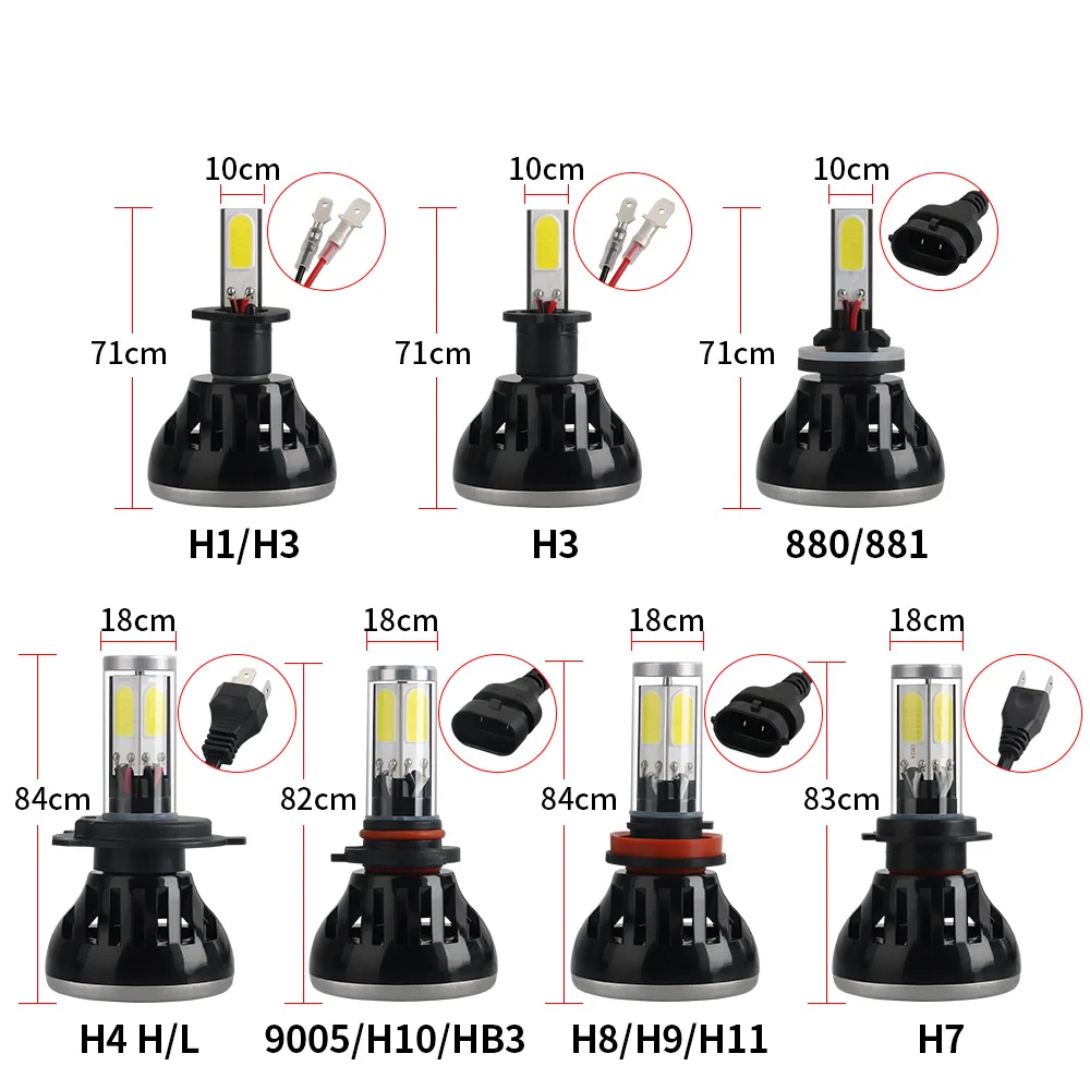 2 шт. автомобильные фары H4 COB G5 светодиодный H7 H8 H11 HB3/9005 HB4/9006 H1 H3 880 881 80 Вт 8000lm 4