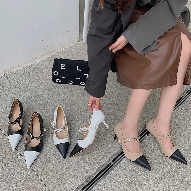 

Женские туфли-лодочки с искусственным жемчугом, на шпильке