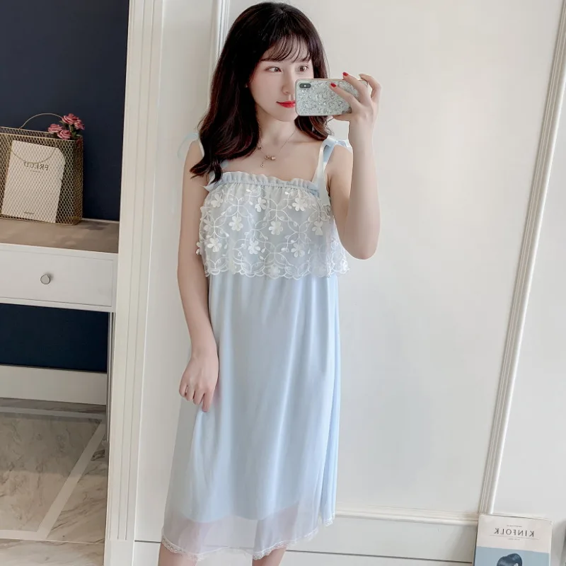 

Plus Size Women Long Nightgowns Wedding Night Dress Princess Lace Mesh Sleepwear Night Gowns Sexy Ladies Nightwear Lingerie 2020