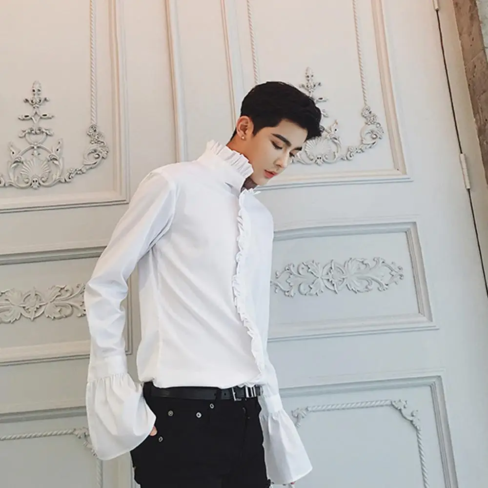 Мужская рубашка Helisopus Классическая в стиле хип хоп с гофрированным