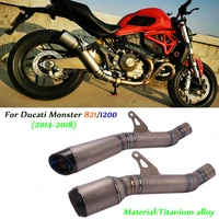 motorcycle link pipe exhaust muffler pipe escape silencer system set modified for ducati monster 1200821 2014 2018