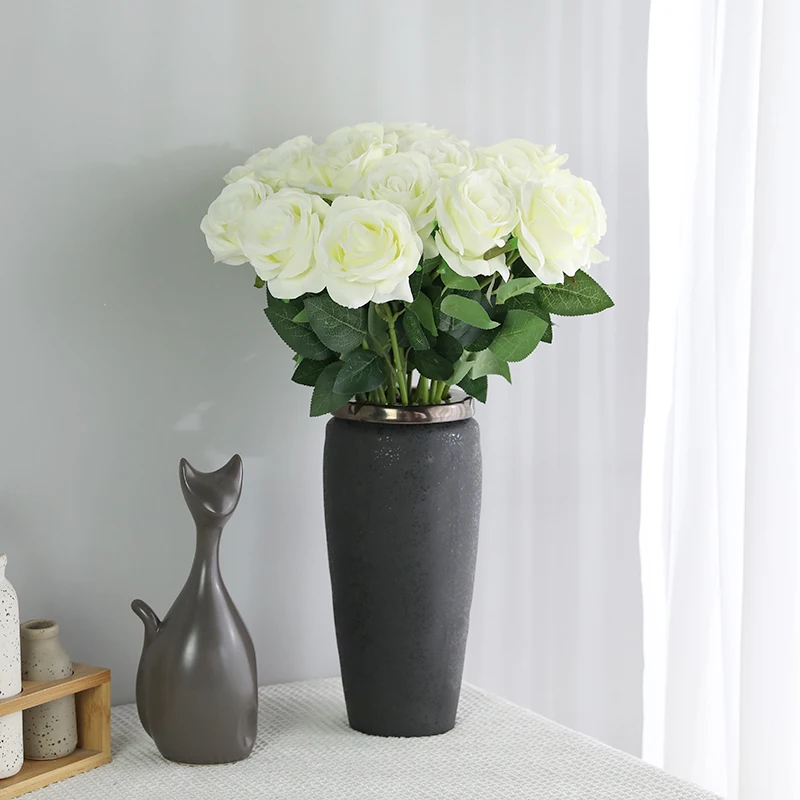 Erxiaobao Brand New Gradient Rose Artificial Flowers High Quality Fake Silk Wedding Flower for Home Living Room Decoration