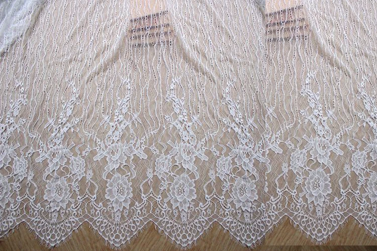 

wide 150cm x length 300cm off white african eyelash embrioded lace fabric high quality lace wedding dress lace accessoires
