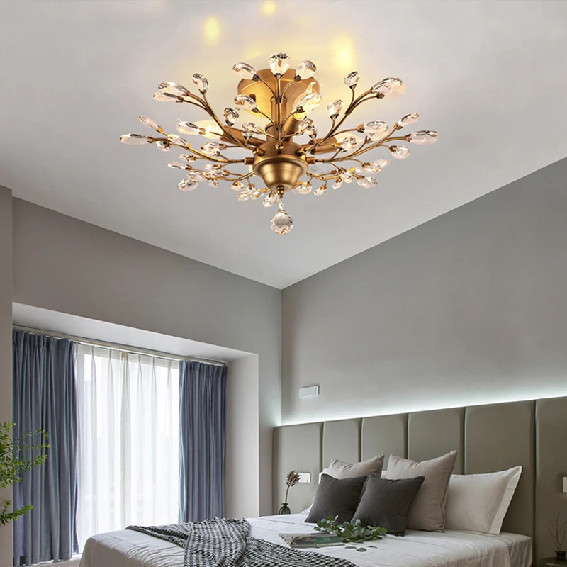 Candelabro de Cristal moderno, iluminación de techo, lustre de Cristal para sala de estar, dormitorio, cocina, decoración interior, accesorio de luz