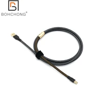 custom make double sleeved two ton usb to type c cable for mechanical keyboard with alloy decorative buckle