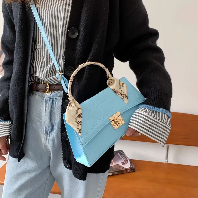 Женские маленькие квадратные сумки с короткими ручками оранжевая сумка