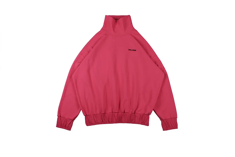 

We11done 2020 Turleneck Solid Color Short Sweashirt Men Women Couple Elastic Waistline Pullover High Street Hip-hop Pullover