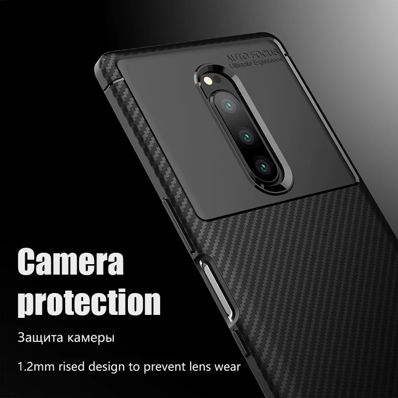 Carbon Fiber Shockproof Soft Silicon TPU Case For Sony Xperia 1 10 Plus 20 XZ3 XA2+ XZ2 Compact XA2 XA3 XZ4 Mini Premium Cover |