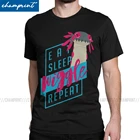 Футболки мужские Eat. Сон. Шевелится. Повторите. Monster Hunter World Design Уникальные футболки MHW, футболка с круглым вырезом