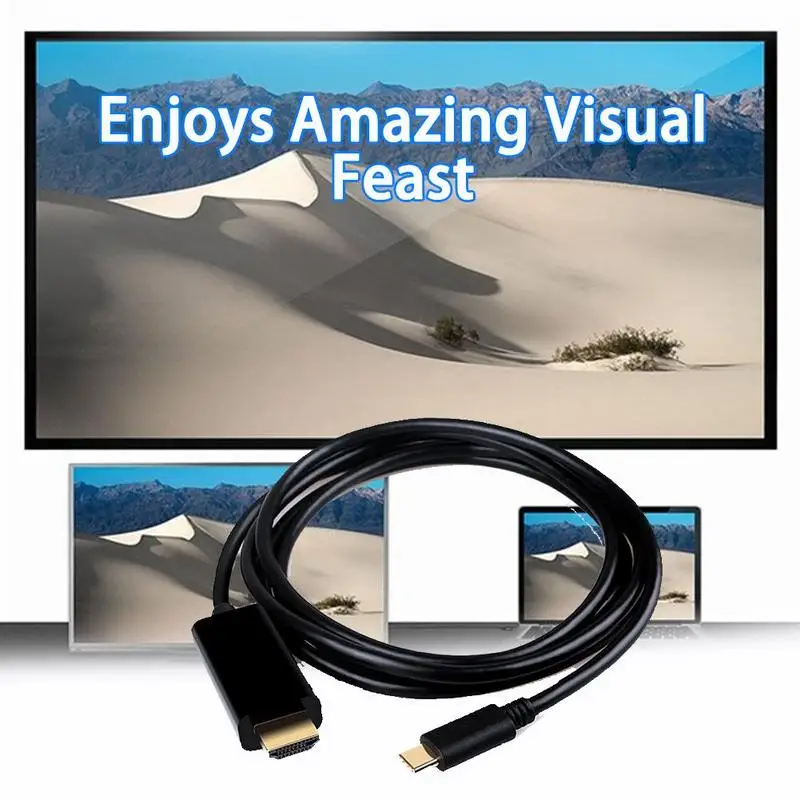 Кабель-адаптер 1 8 м Type-C к HDMI 4K HD TV кабель для проектора провод адаптер Macbook Samsung Galaxy