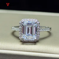 oevas 100 925 sterling silver 6ct emerald cut created moissanite diamond engagement rings for women wholesale fine jewelry