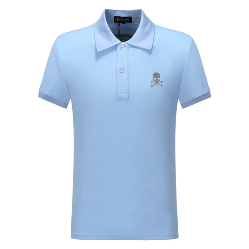 

High Quality 100% Cotton Polo Shirt Men Fashion Tops Sportswear Plein Short Sleeve Skull Street Punk Style 3D Printing Men Wear