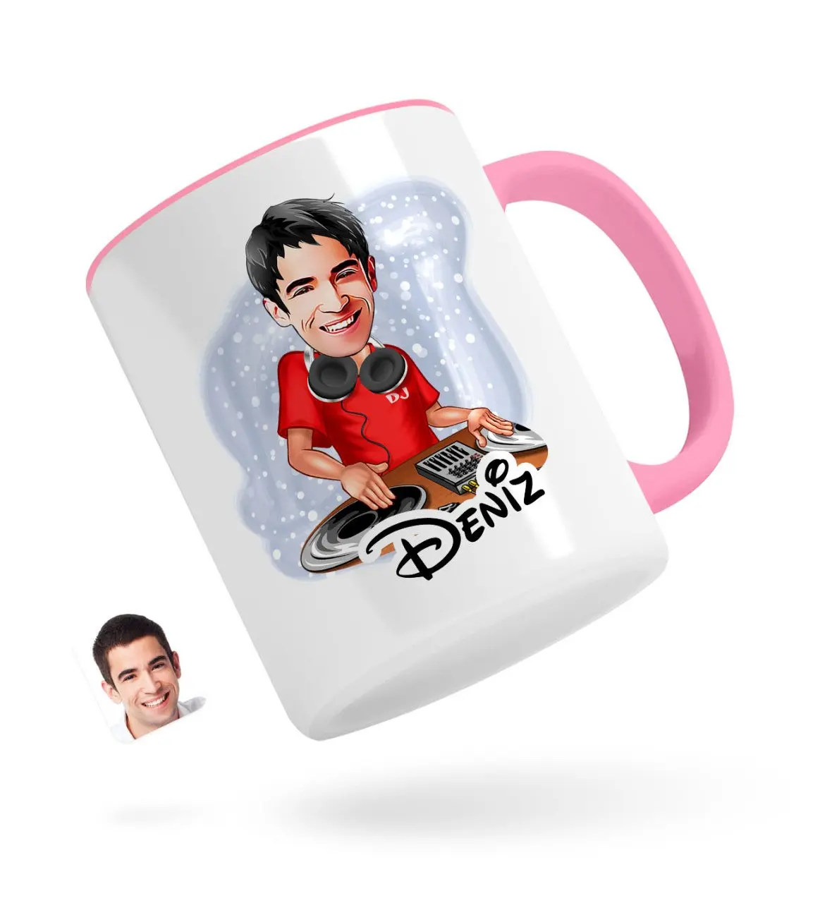 

Персонализированные Для мужчин DJ карикатура розовый кружка чашка