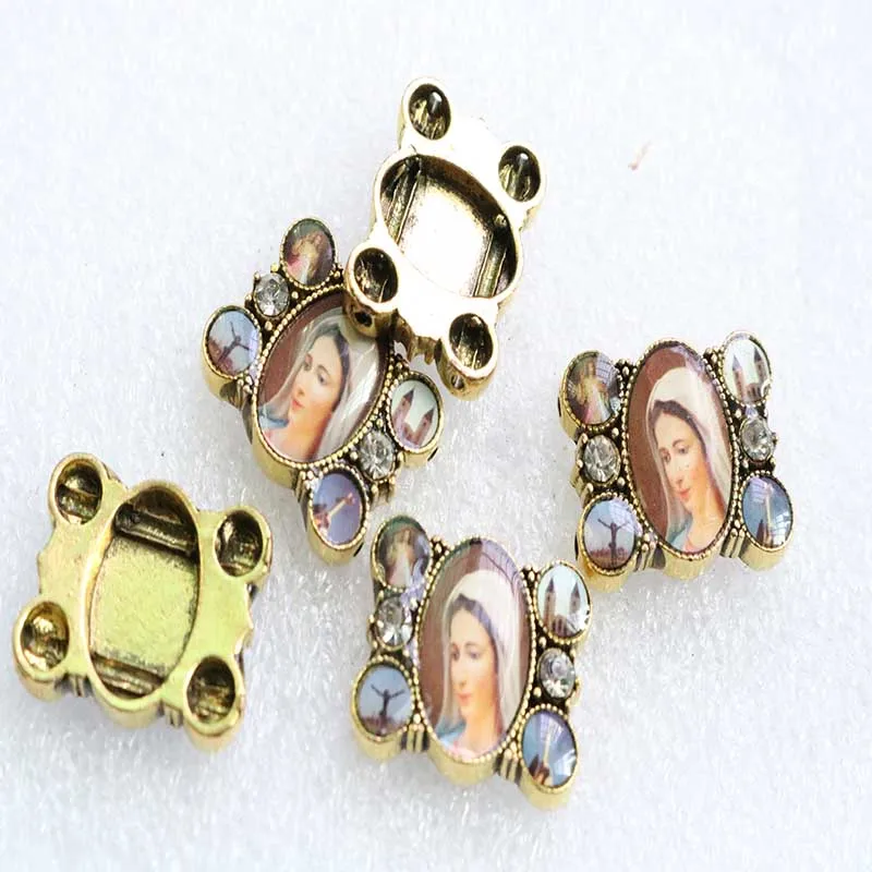 Большой католический браслет с бусинами медальон шармами Мария кулон модные