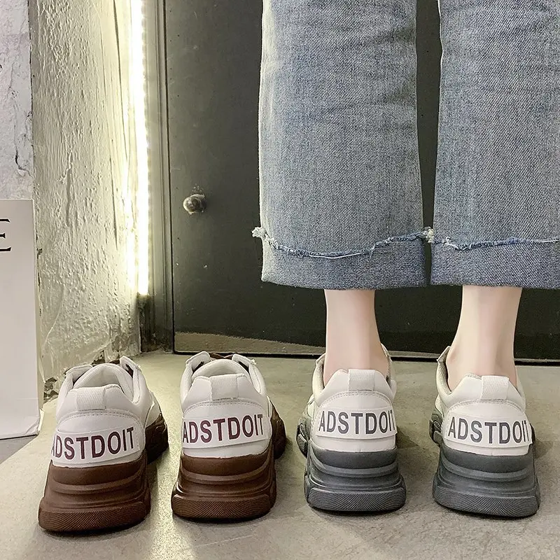 

Running Shoes Women Round Toe Lace Up Travel Sneaker Woman 2021 New Fashion Platform Shoe Female Casual Ladies Brown Sneakers