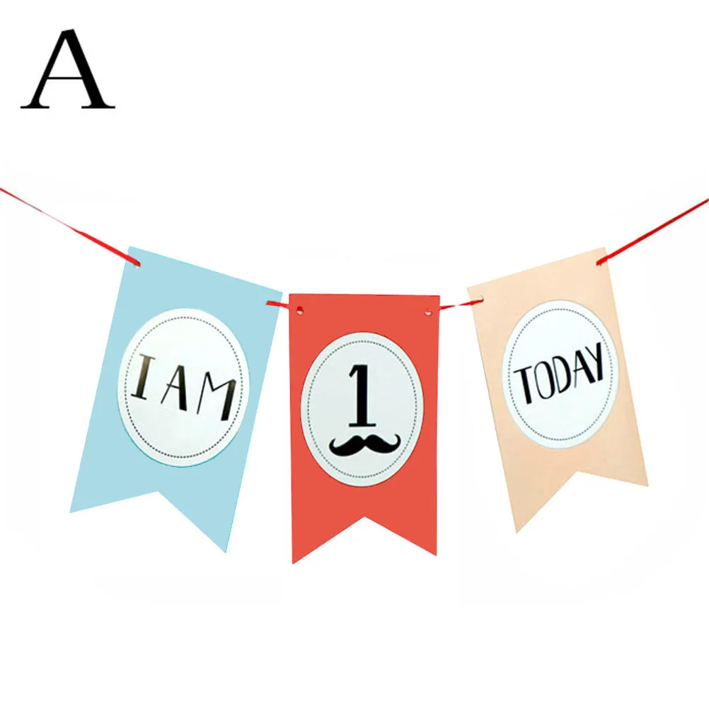 Мальчик девочка и корона первый день рождения картон Синий Розовый Высокий стул