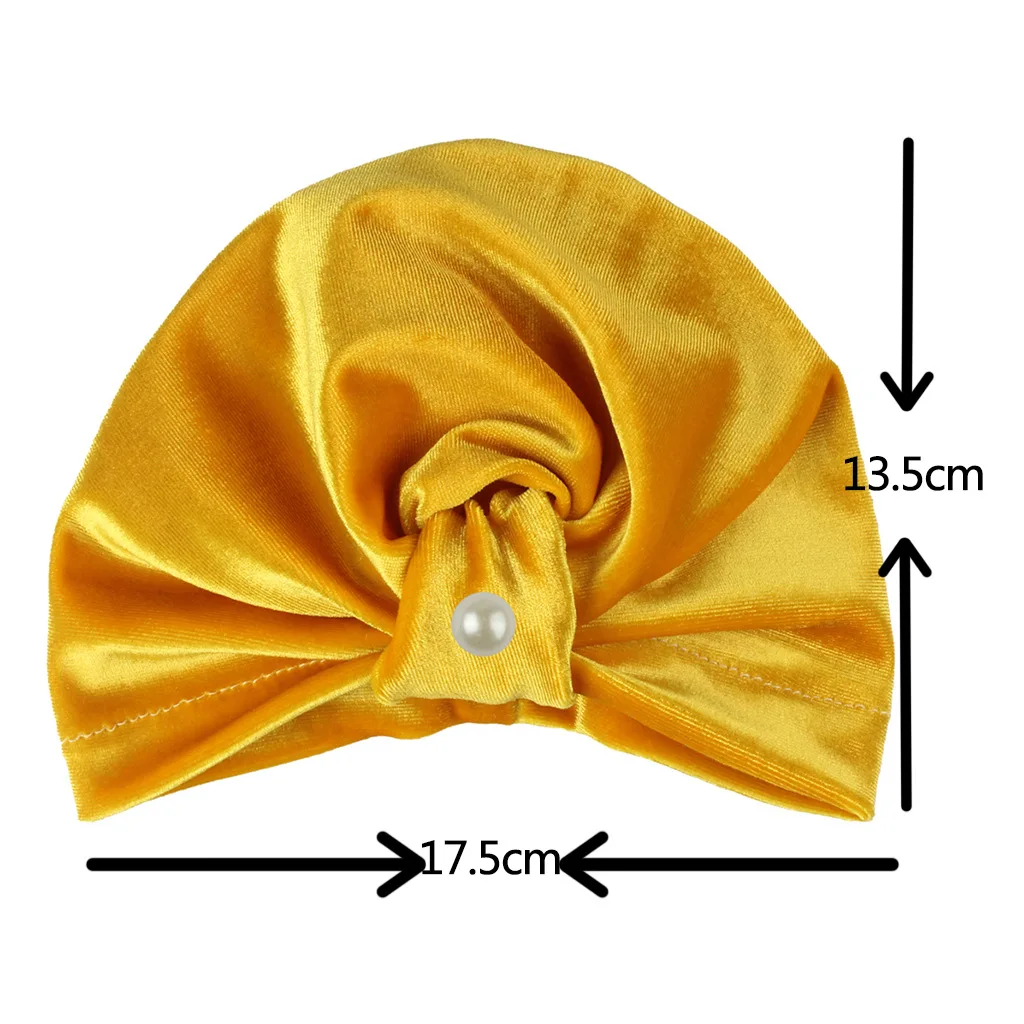 Новинка Осень-зима детская индийская шапка с золотым бархатным жемчугом и узлом