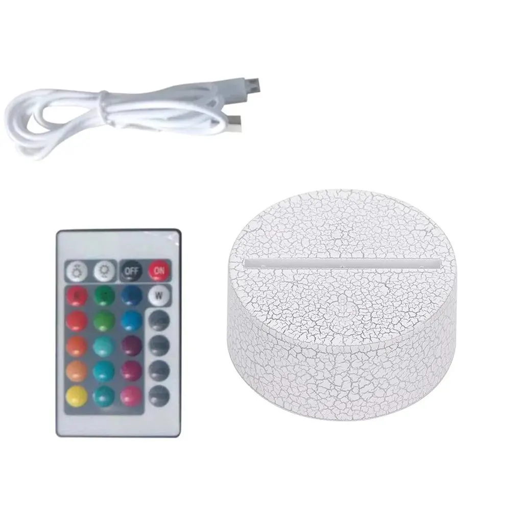 

ABS Acrylic 3D LED Night Light Lamp Base Stand Black With Power Adapter USB Cable+Remote Control For Christmas birthday Gift