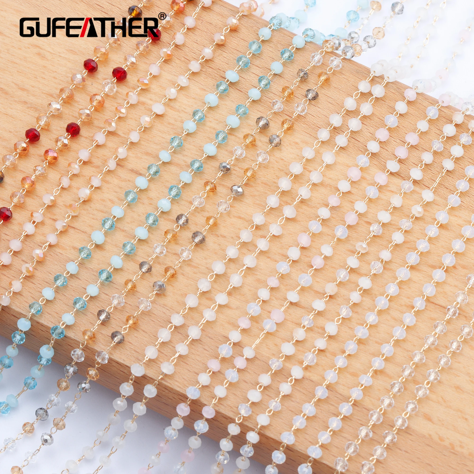 Ювелирные аксессуары GUFEATHER C125 цепочка с бусинами сделай сам позолота 18 карат 0 3