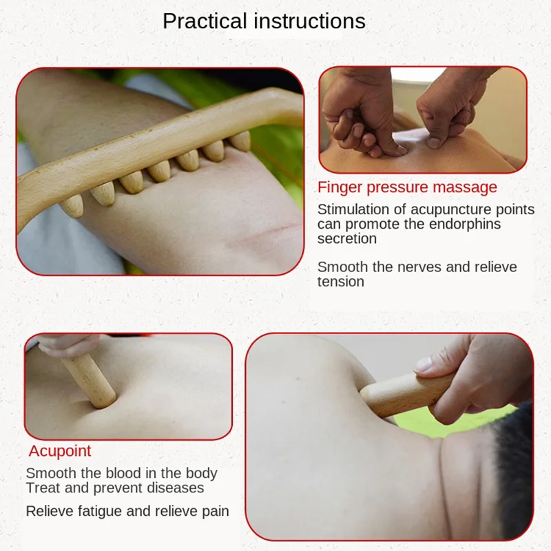 4 шт. массаж скребком гуаша палка из бука задняя часть плеча шеи талии ног