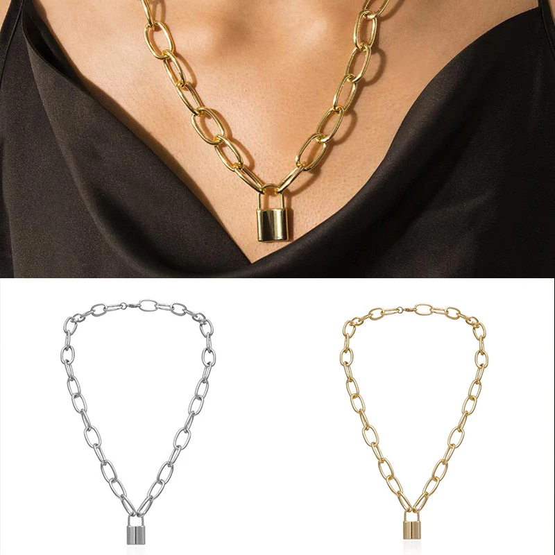 Ожерелье с замком из нержавеющей стали в стиле панк хип-хоп рок замок мужское